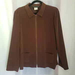 VTG Harve Benard Brown Soft Faux Suede Long Sleeve Zip Lightweight Jacket 10